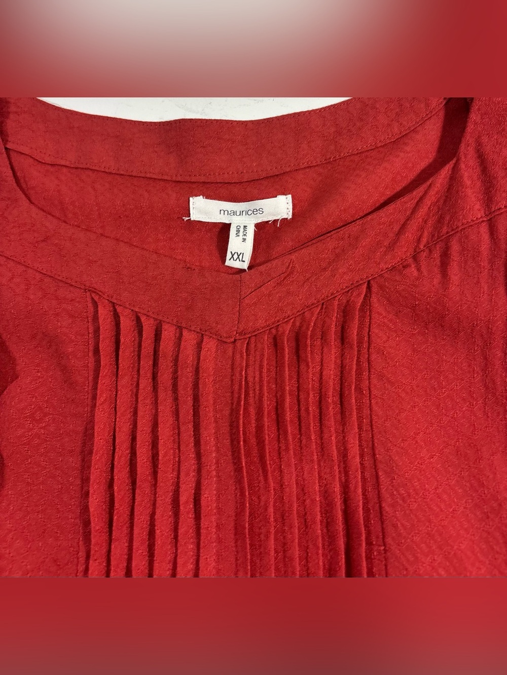 Maurices Ruffled Babydoll Blouse Cap Sleeve Rust Red Womens Size XXL Flowy Boho - Picture 9 of 16
